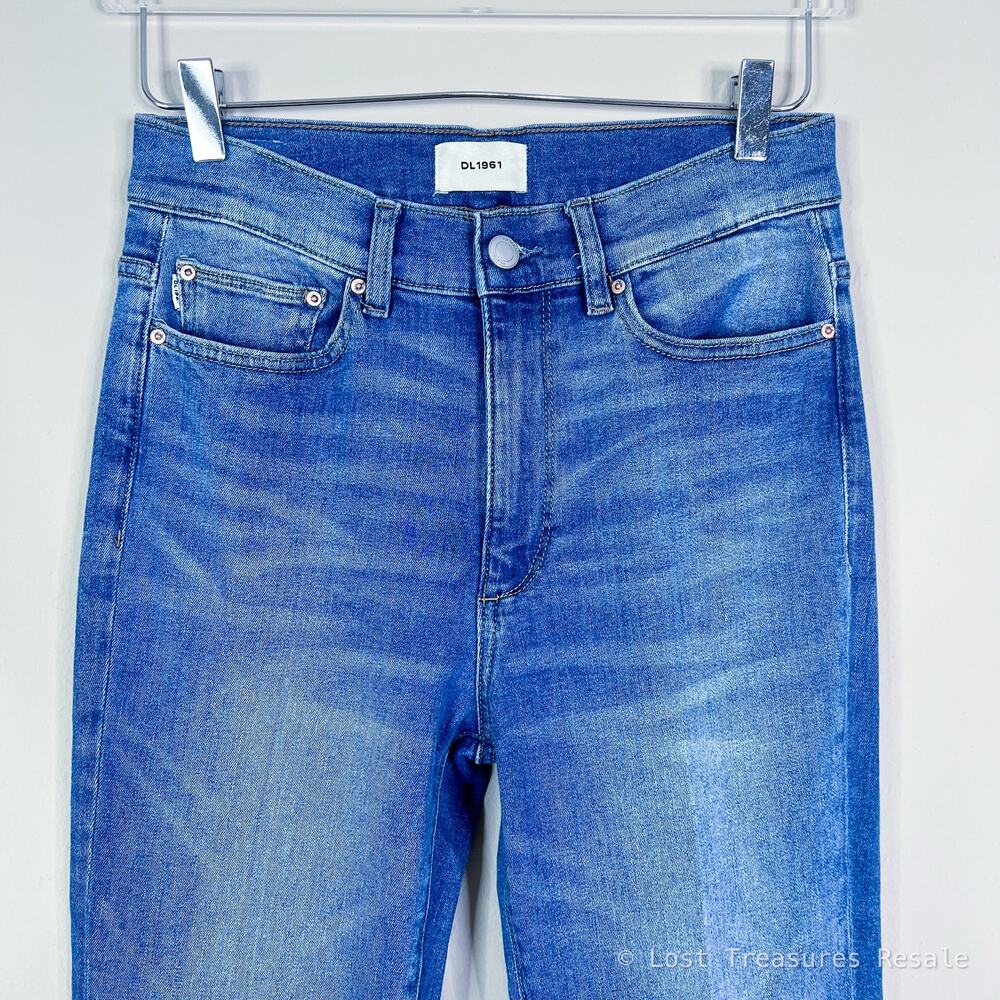 DL1961 | Bridget Boot 33" Medium Wash High Waist Designer Blue Jeans 27 - Picture 3 of 9
